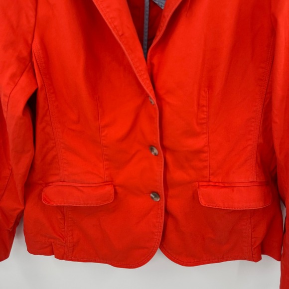 LL Bean Women's Orange Cotton Canvas Blazer Jacket Button Front Pockets Size XL - Picture 3 of 8